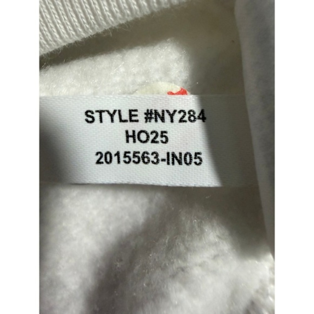 Madewell Crewneck Varsity Sweatshirt White Light Blue Stripe Fleece Knit S - Picture 8 of 11
